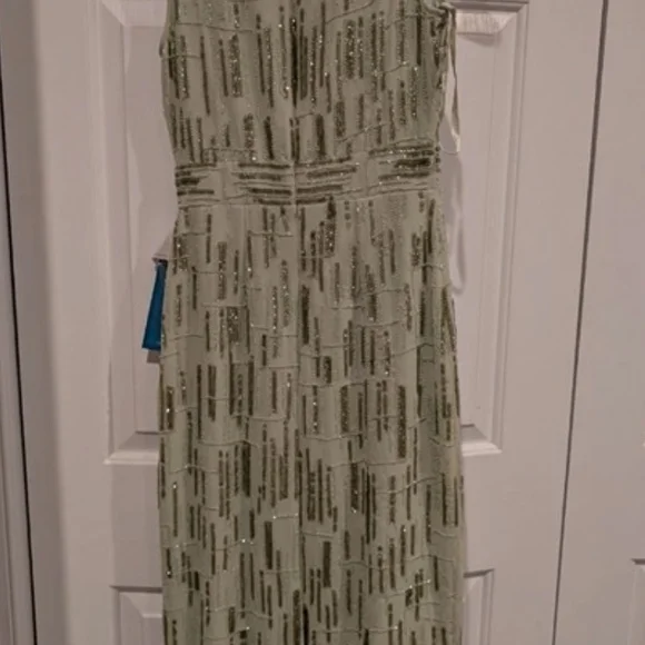 NWT Mac Duggal Beaded Sleeveless Midi Dress Saffron Size 0 Sage #93597 - Picture 5 of 9